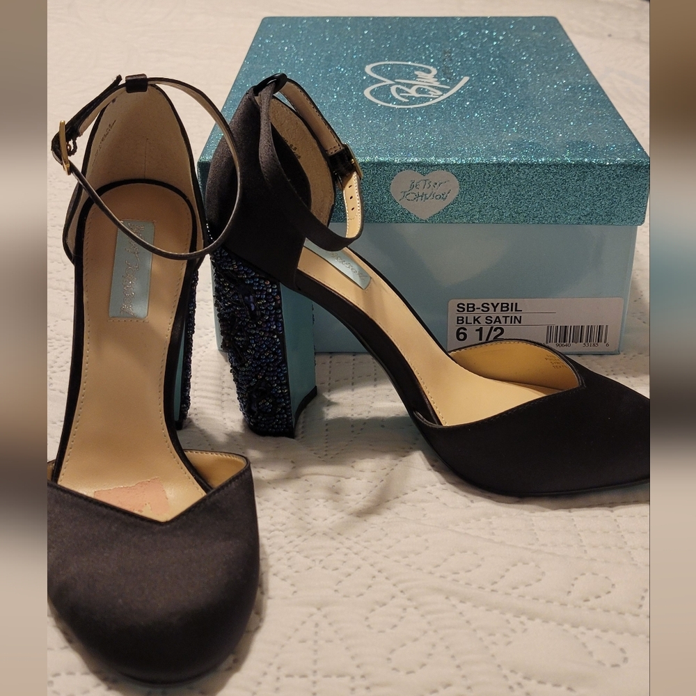 Elegant Black Satin Women's Heels by Betsey Johnson